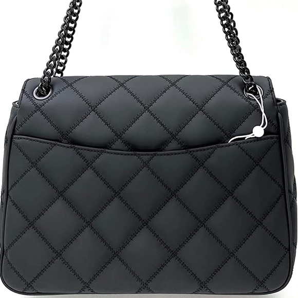 Tory Burch LARGE All Black Matte Quilted Willa Bag Large - Picture 5 of 6